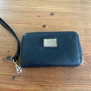 Michael Kors Black Leather Wristlet